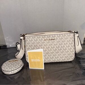 Michael Kors White Crossbody Bag with Signature MK Design